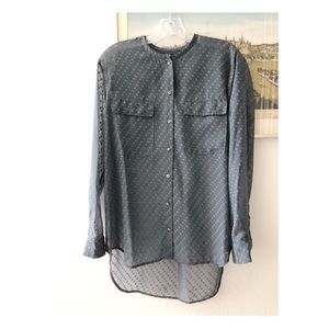 MADEWELL Sheer Gray High Low Polka Dot Blouse